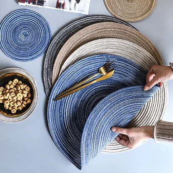 

Round Placemats Linen Woven Dining Table Mats Coasters Hot Pad Heat Insulation Pot Holder Cup Coasters Kitchen Accessories