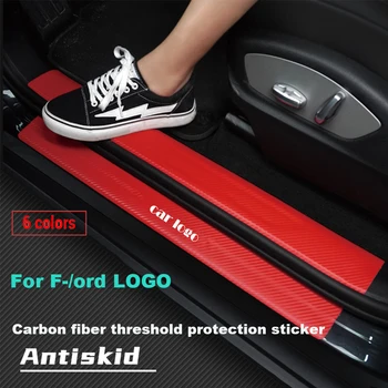 

Car-styling 4pcs Carbon fiber Scuff Car Door Sill Protector Stickers For Ford mk 2 3 4 5 fiesta focus FOCUS 2 3 4 5 accessories