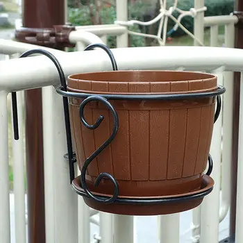 

Balcony Railing Flower Pot Holder Flower Rack Hanging Planter Shelf Iron Rack S55