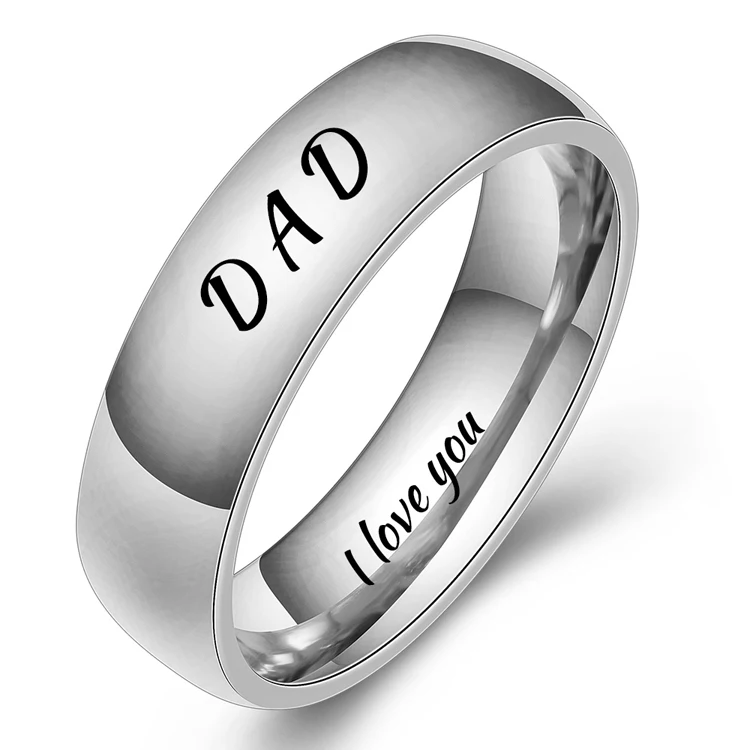 silver dad Модные полированные ювелирные изделия гравировка имя Дата логотип кольцо Нержавеющая Сталь обручальные брендовые кольца для мужчин и женщин - Цвет основного камня: silver dad
