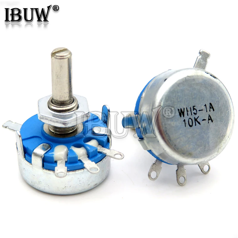 2PCS WH5-1A 1k 2k 10k 47k 4k7 470r 100k 470k 220k 1k5 22k 1m ohm 3-Terminals Round Shaft Rotary Taper Carbon Potentiometer WH5
