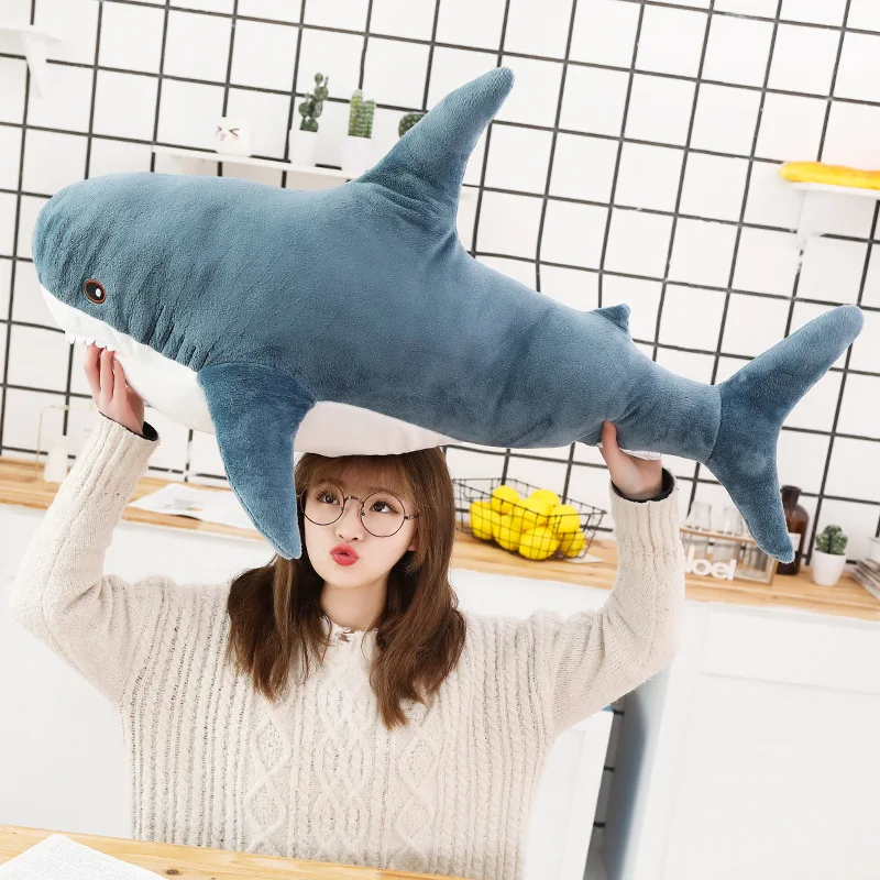 1 pièces 80/100CM grande taille requin en peluche doux en peluche speelgoed Animal lecture oreiller pour cadeaux d'anniversaire coussin cadeau pour Ch