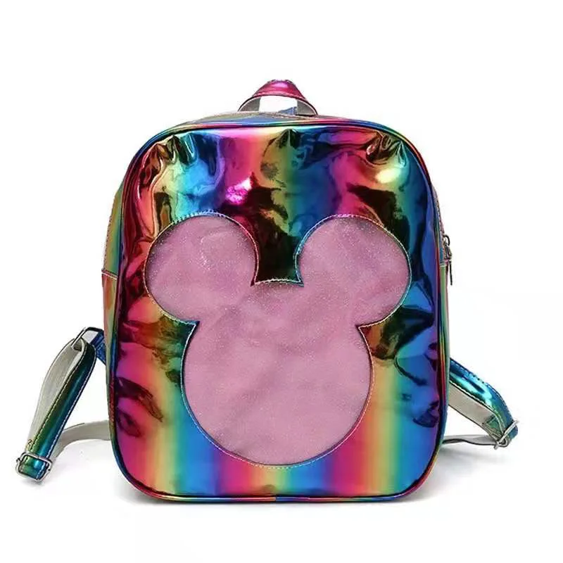 

Mickey Laser Backpack Teenager Large Capacity School Bag For Women 2019 Transparent Backpack Travel Backpack Mochila Feminina