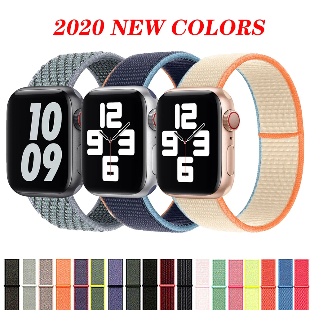 

Nylon loop Strap For Apple watch band series 6 5 4 3 se iWatch band 38mm 42mm Sport belt bracelet for Apple watch band 44mm 40mm