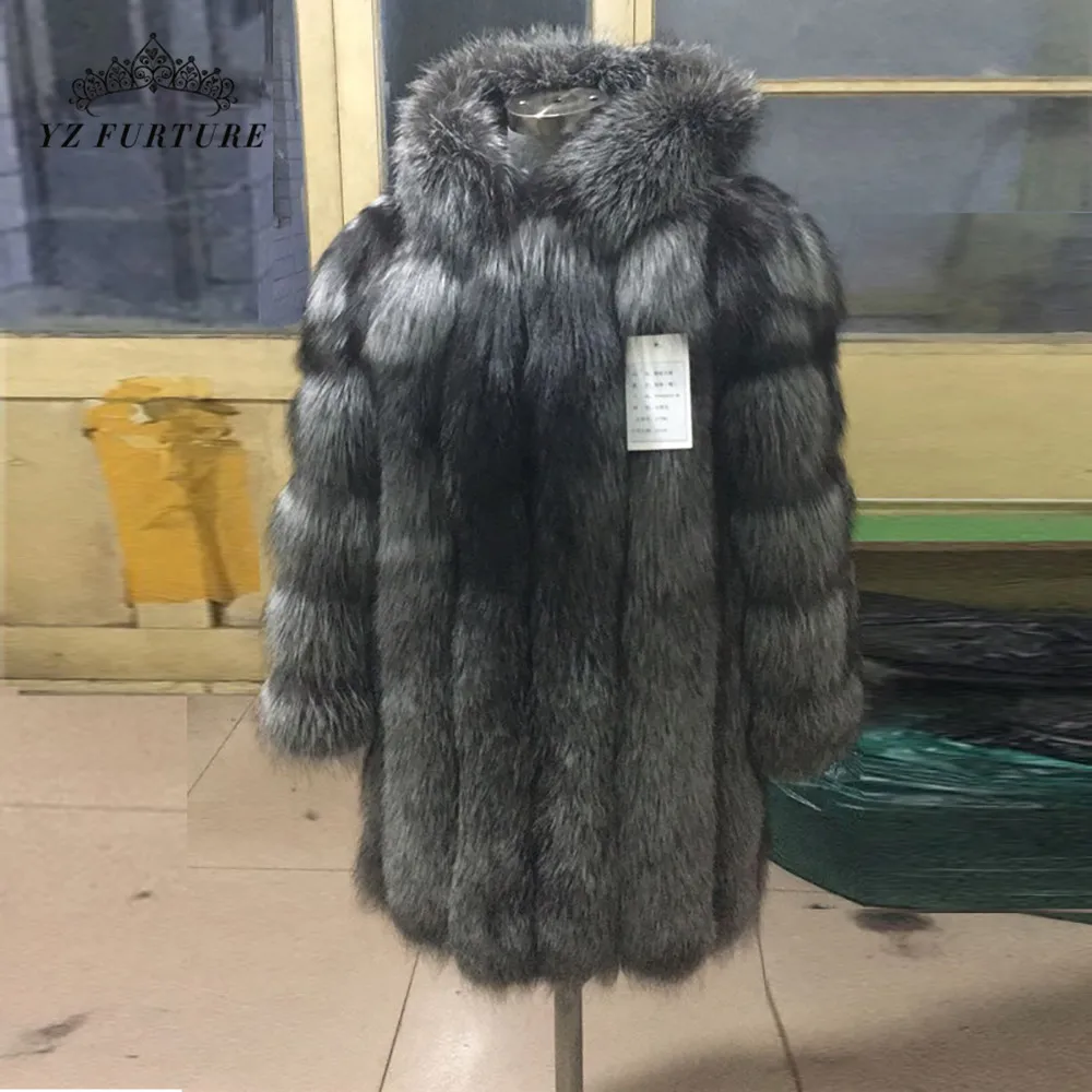 Женская шуба из натурального Лисьего меха с круглым вырезом, толстая теплая Женская куртка из натурального Лисьего меха, верхняя одежда, модные зимние пальто из натурального меха для женщин, FC-058