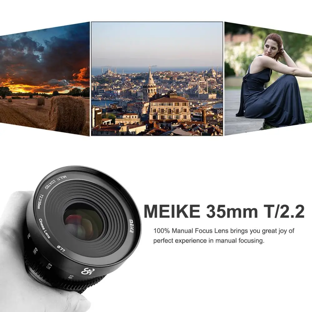Meike MK 35 мм T2.2 ручная фокусировка асферический портретный объектив Cine для sony E Mount беззеркальных камер A6000, A6300, A6500 NEX3/5/6/7