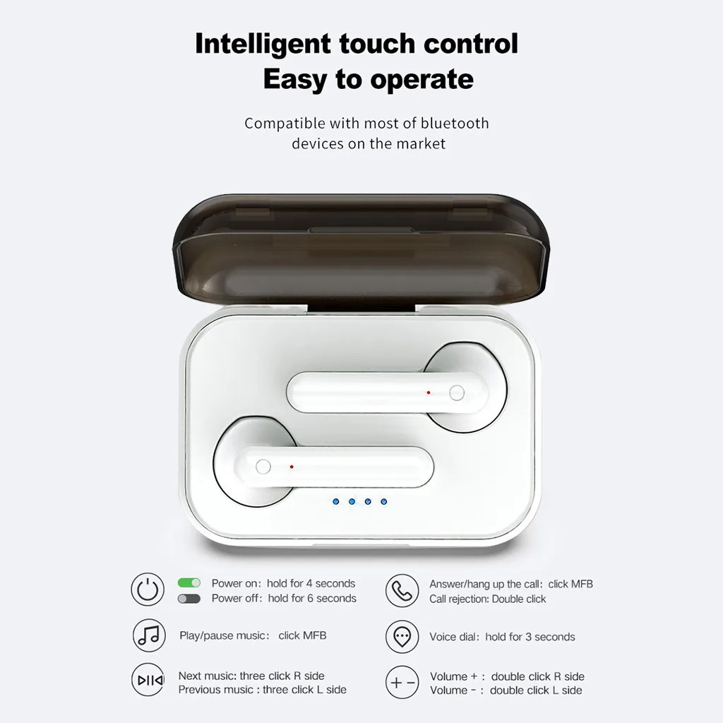 50# TWS Bluetooth наушники мини беспроводные наушники IPX5 водонепроницаемые спортивные стерео наушники с микрофоном стерео для телефона Xiaomi