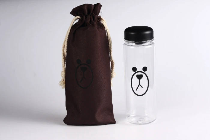 500 мл стеклянная бутылка для воды портативная герметичная термо-пластиковая Милая Спортивная походная Студенческая подарочная - Цвет: Bear Bottle And Bag