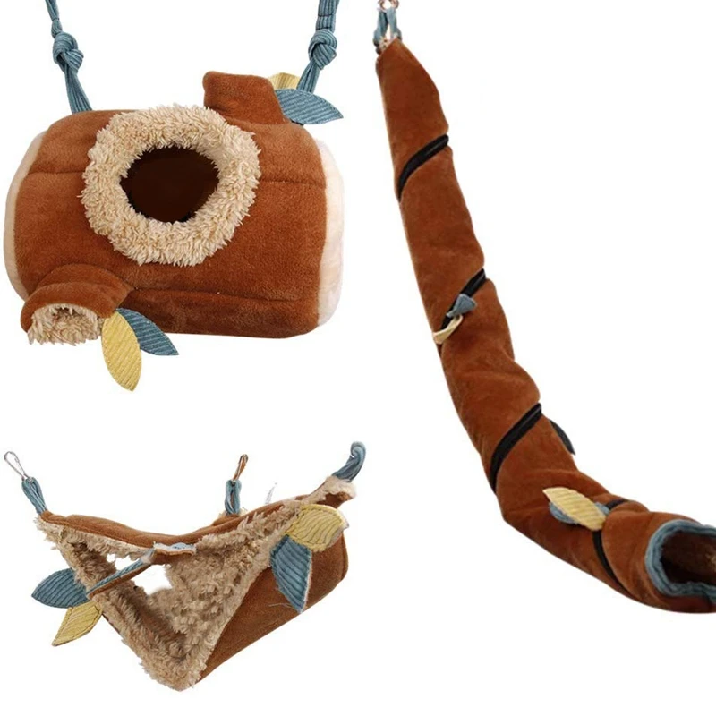 

3 Pcs Hamster Hammock Cage Sleeping Bag Accessories Hanging Bed Pet Stump Nest Pet Tunnel Pet Swing for Pet Small Animal