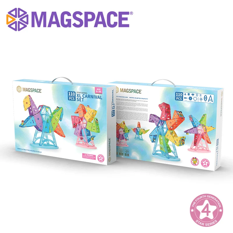 MAGSPACE, новинка 110 шт., магнитные блоки, развивающие строительные игрушки, Строительный набор, магнитный дизайнерский набор для детей, Подарочная Магнитная игрушка