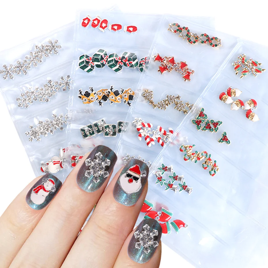 1Pack 3D Snowflakes Metal Nail Glitter Sequins Hollow Out Decorations For Christmas Nail Art Paillette Gel Manicure Tools LA1532