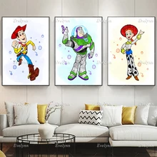 

Toy Story Woody Buzz Jessie Watercolor Canvas Poster Cartoon Nursery Room Decor Pictures Nordic Modern Kids Room Decor Prints