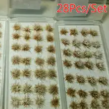 28 unids/set, modelo de escena de simulación, Mini Escala de arbusto simulado, racimo de césped nevado, modelo de césped Tuft, materiales hechos a mano