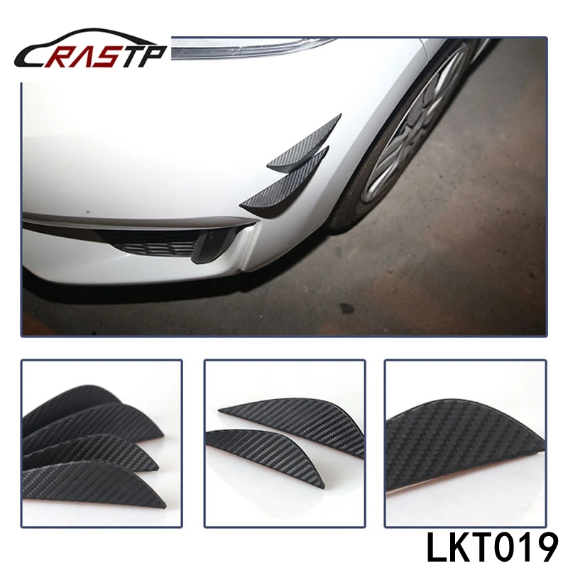 

Car Styling Carbon Fiber Universal Car Bumper Spoiler miniature Wing Blade Car Fiber Decoration Sticker 4 Pieces RS-LKT019