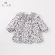 DBM11722 dave bella/зимнее платье принцессы с милым принтом и бантом для маленьких девочек детское модное праздничное платье детская одежда в стиле «лолита»