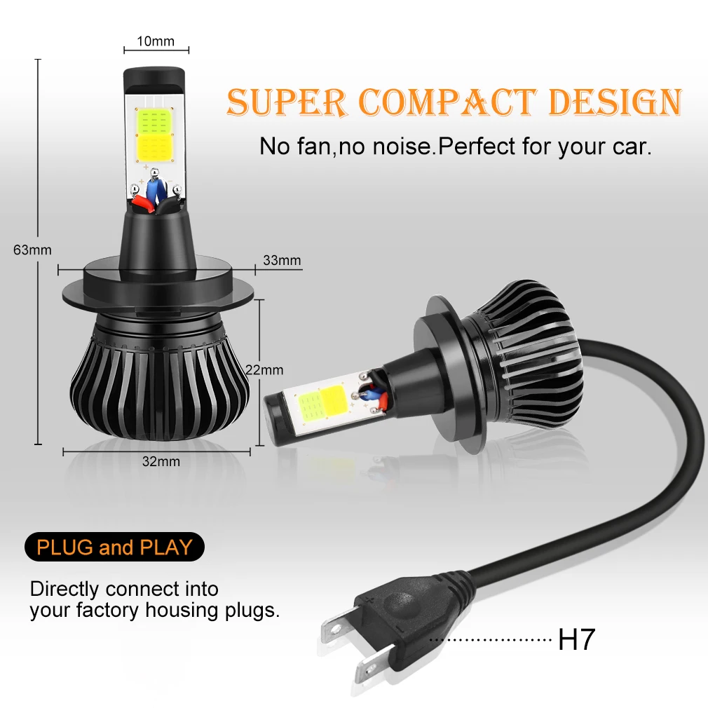 2 шт. светодиодный лампы высокой Мощность COB H8 H9 H11 H7 HB3 HB4 9005 9006 H27 880 881 H3 Dual-Цвет горки светодиодный лампы для противотуманных фар авто