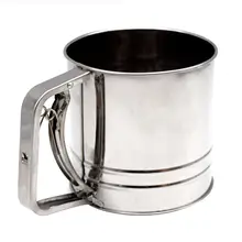 Ручной инструмент выпечки торта Нержавеющая сталь ручной мука порошок сетки чашки машина встряхиватель сита МУКИ на кухне фильтр