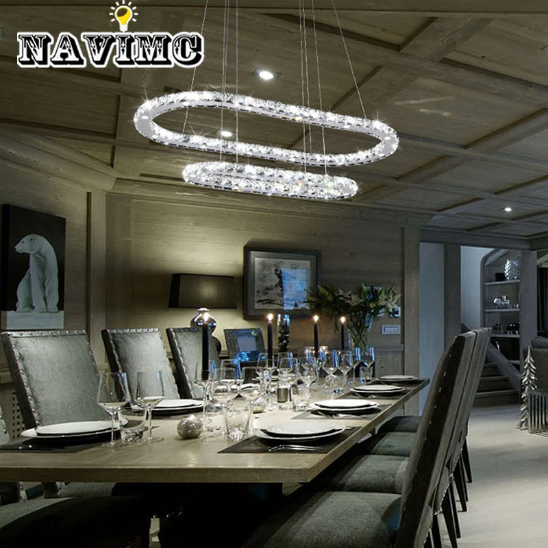 

Modern Living Room Decoration Lamp Double Circle Crystal Chandelier Hotel Lighting Restaurant Light