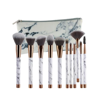 

1Set Marble Type Makeup Brush Set Concealer Eyehadow Brush Kit with PU Marble Carry Bag Foundation Powder Blush Eyehadow Brush