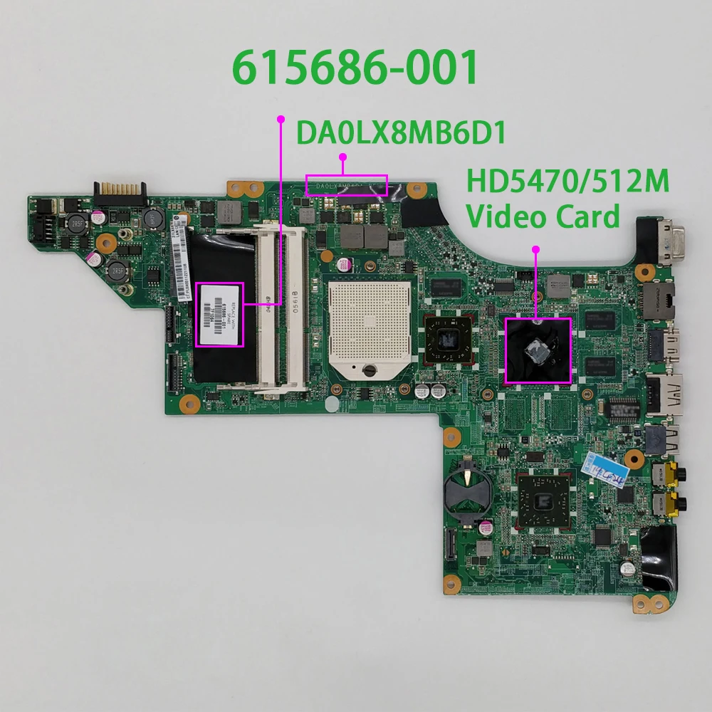 615686 001 DA0LX8MB6D0 w HD5470/512M GPU DDR3 для HP Pavilion DV7 4000|Материнские платы ноутбуков| |