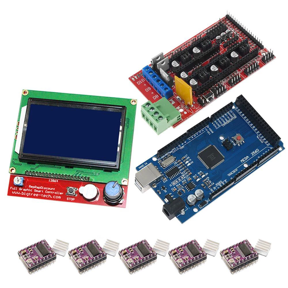 3d Принтер часть комплект с USB Mega 2560 R3 RAMPS 1,4 контроллер DRV8825 шаговый драйвер модуль 12864 ЖК-контроллер