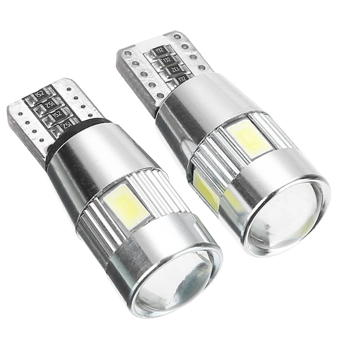 Mayitr 2pcs T10 5630 6SMD LED Canbus Error Free Car Side Wedge Light Bulb With Lens