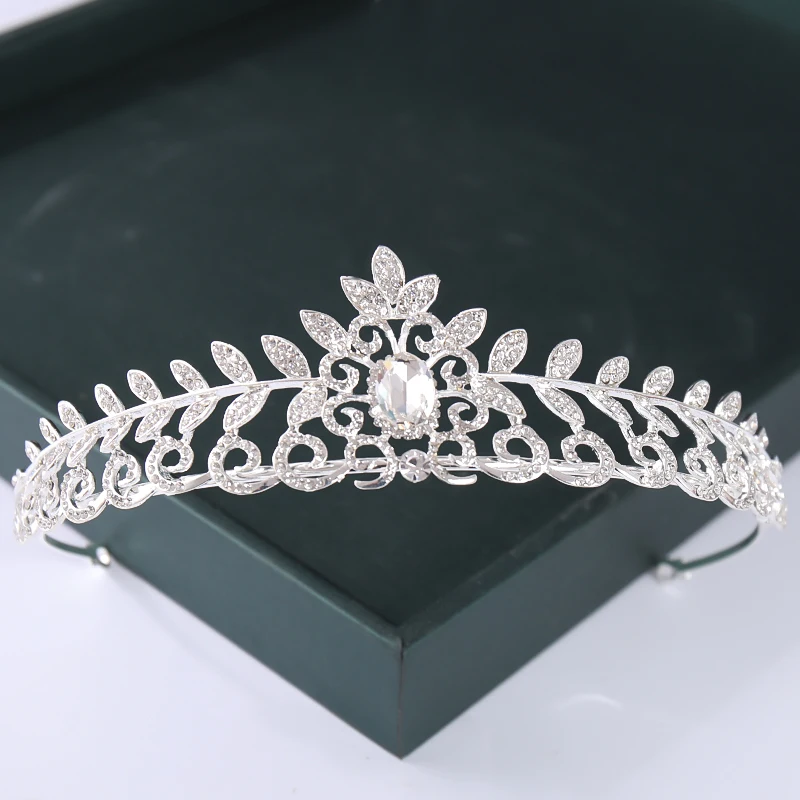Trendy Gold Silver Color Crystal Tiara And Crowns Pearl Queen Princess Wedding Diadem Women Bridal Hair Accessories jewelry accessories hair accessory hair headdress bridal headwear hair band crown