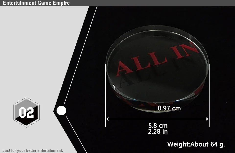 2 Yernea High-grade Poker Chips All In Transparent Crystal Texas Casinos Round Special Accessories Red Engraving All In Typeface (2)