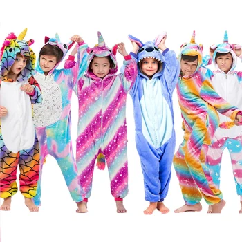 

Flannel New Boys Kigurumi Panda Pajama Children Warm Pajamas Unicorn For Girls Jumpsuit Children Oneises Kids