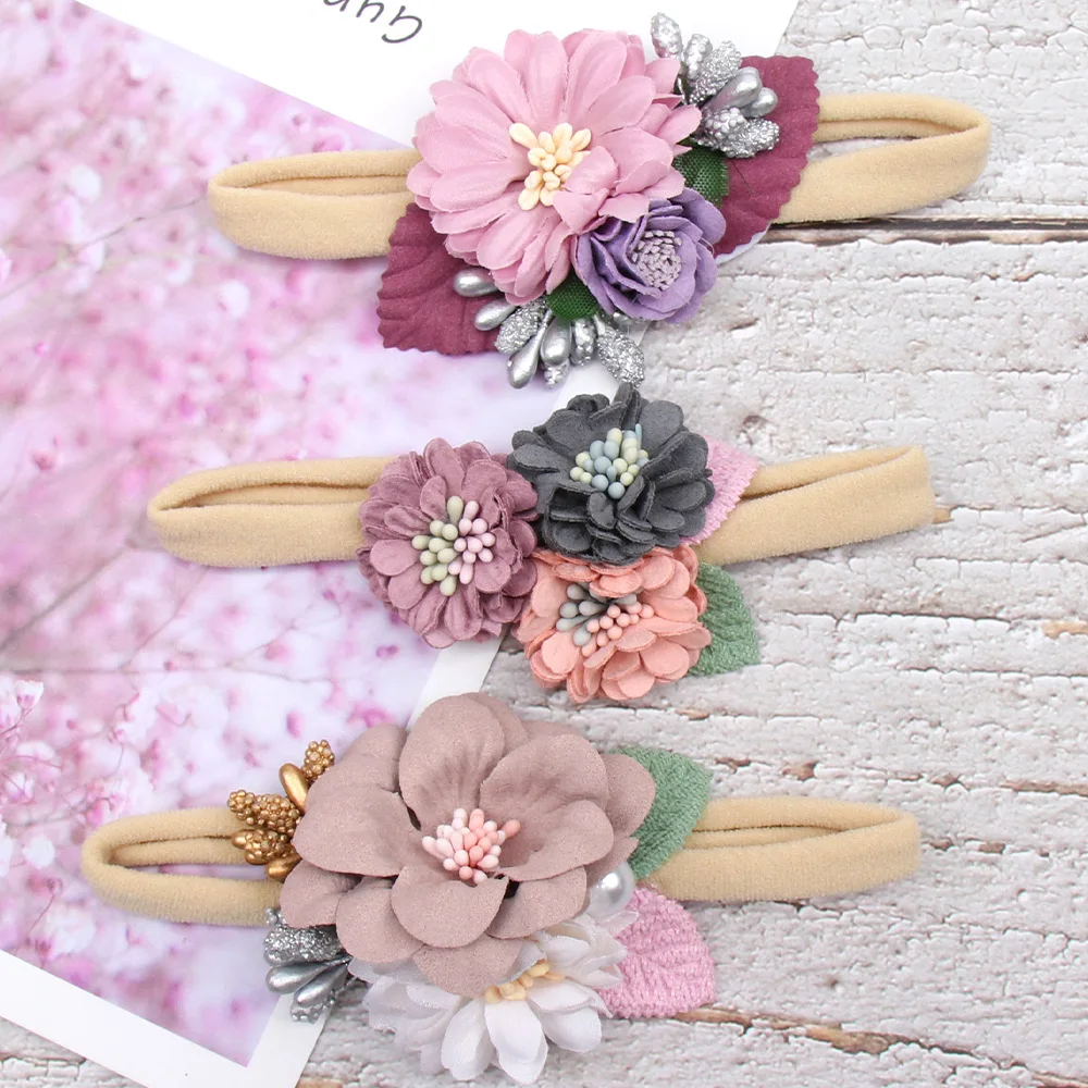 

Princess Nylon Flower Headband for Baby Girls Lovely Newborn Elastic Head Band Photography Props Party Kids Hair Accessories