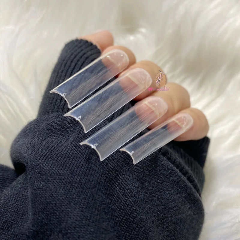 3XL Square Straight Extra Long Full Cover Nails Artificial Acrylic False Nail Tips Clear Press On Manicure Tool