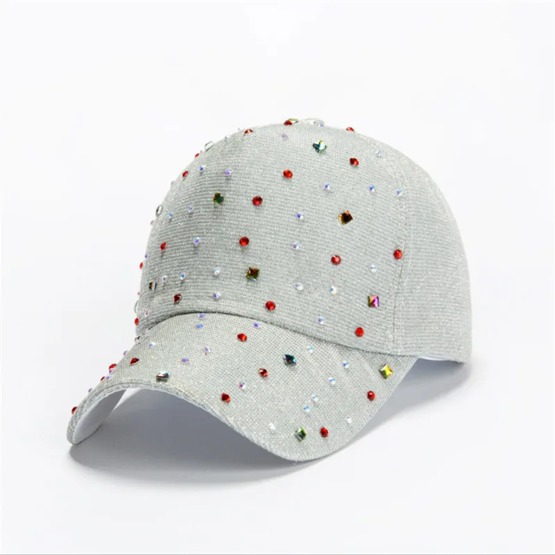 light gray Новинка, бейсбольная кепка, цветная, алмазная, дикая, модная, трендовая, повседневная Кепка, уличная, защита от солнца, шляпа от солнца - Цвет: light gray