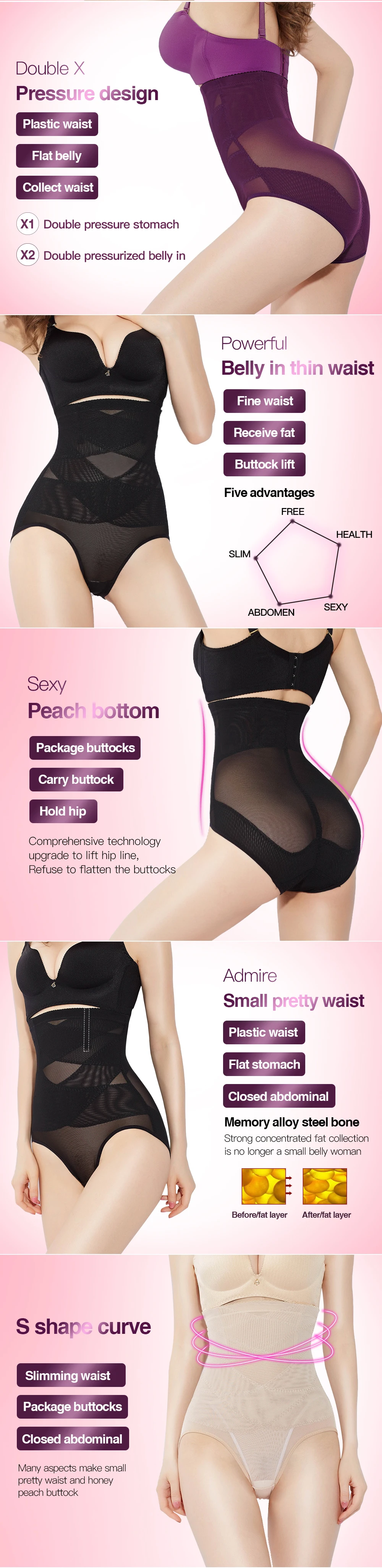 spanx thong Tummy shaper High Waist shapewear control slimming underwear Steel Bone body shapers women Black body shaper New shapewear shapewear shorts