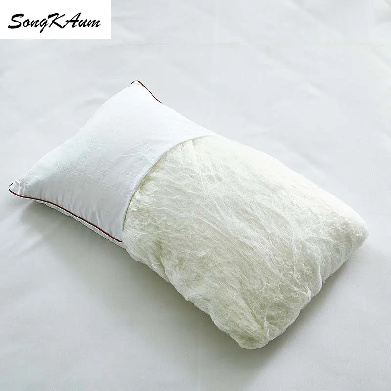 SongKAum-almohada de seda Mulberry hecha a mano, 100%, almohada individual para el cuidado de la salud del hogar, funda jacquard de satén de algodón 100%