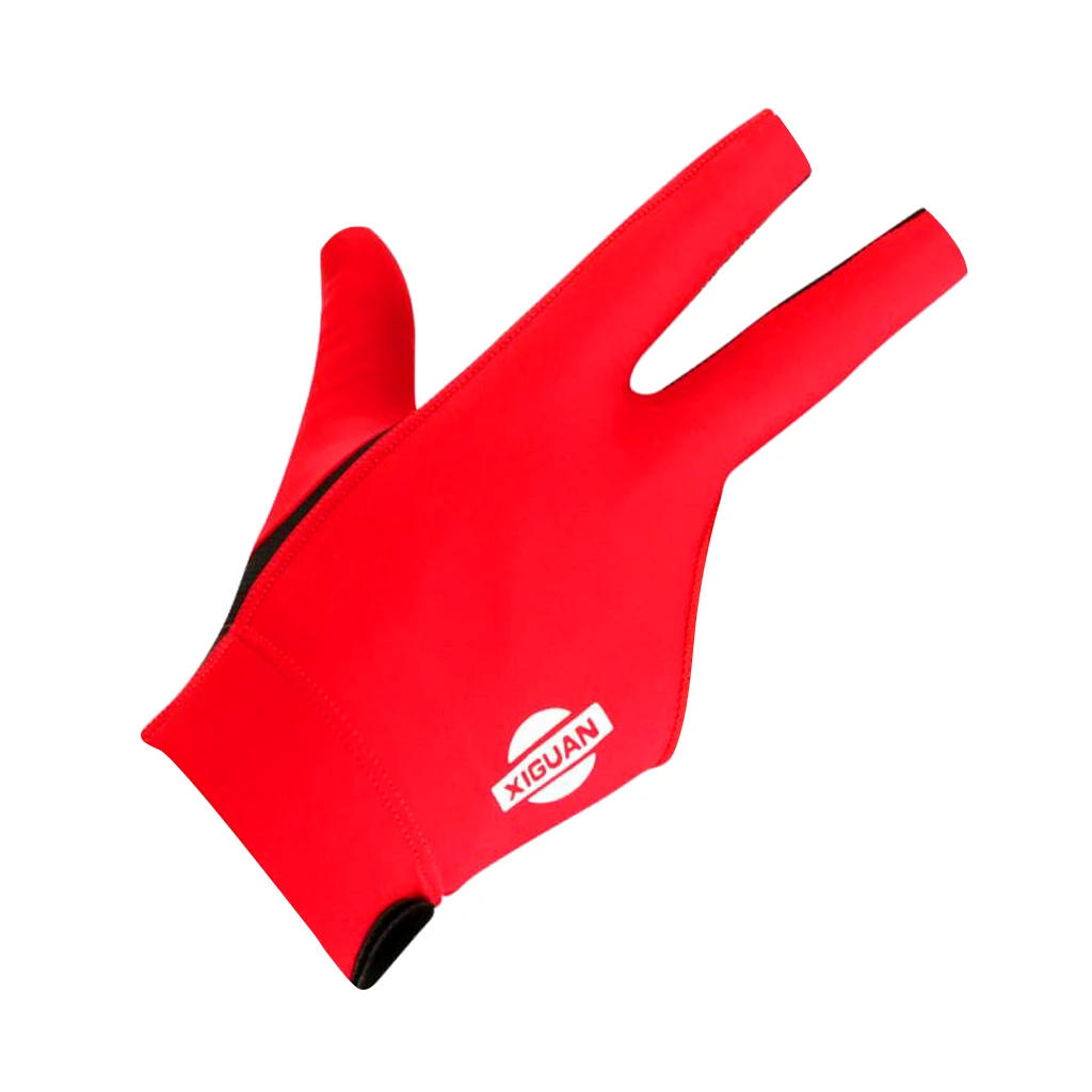 3 пальца эластичный кончик пальца снукер бассейн бильярдная перчатка для правой руки - Цвет: Red