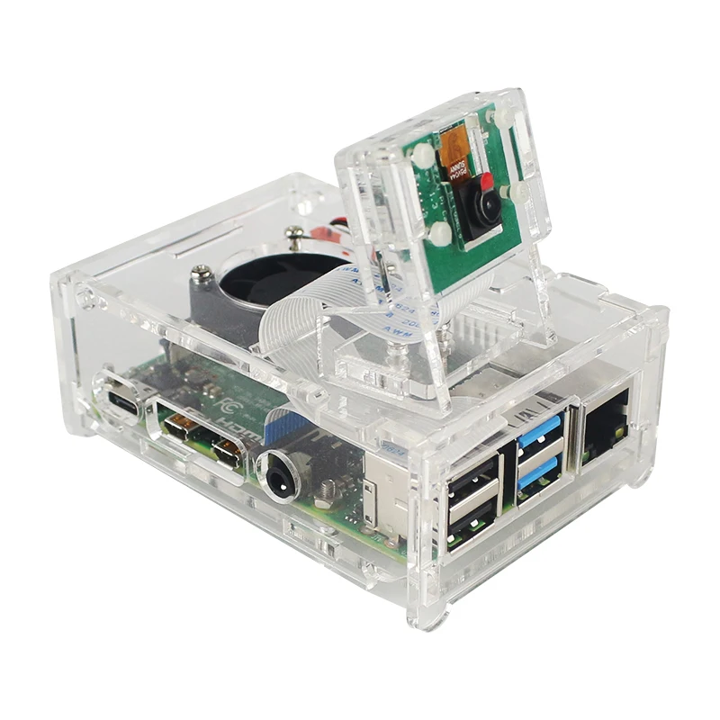

Raspberry Pi 4 Model B Acrylic Case with 5MP Mini Camera and Acrylic Holder Heat Sink for Raspberry Pi 4B