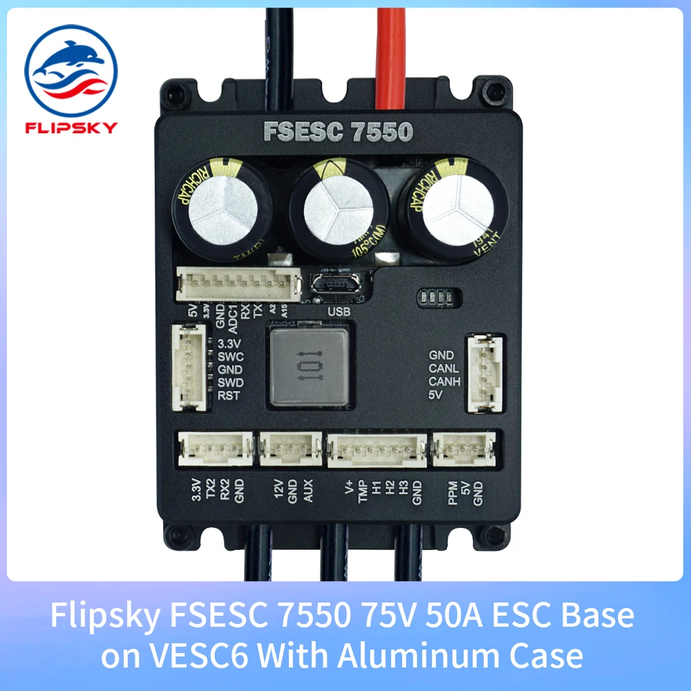 Электрический регулятор скорости Flipsky FSESC 7550 75V 50A ESC Base на VESC6 с алюминиевым чехлом
