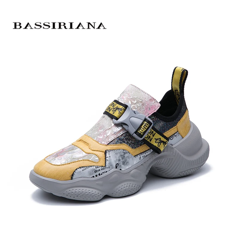 BASSIRIANA2019 новые женские туфли кожаные цвета соответствующие тренду на толстой