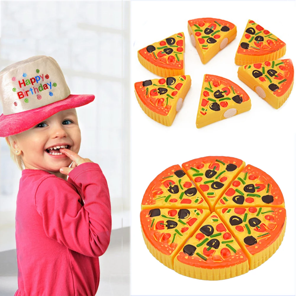 Brand New 6pcs Childrens Kids Pizza Slices Toppings Pretend Dinner Kitchen Play Food Toys Kids Gift Cartoon Baby Kids Toys