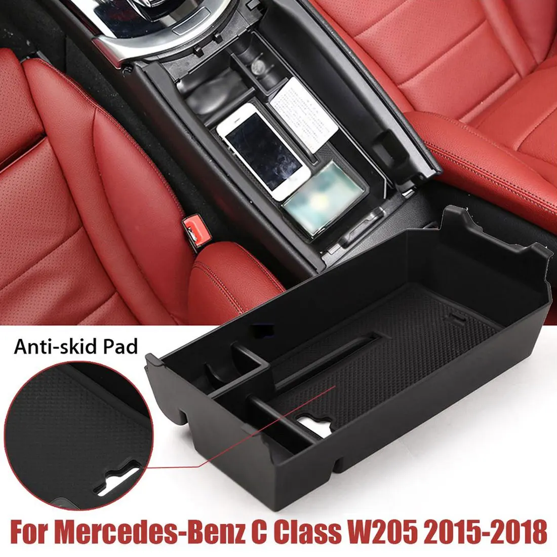 Контейнер лоток Органайзер аксессуары для Mercedes Benz C класса GLC W205+ консоль автомобильный центральный подлокотник коробка для хранения