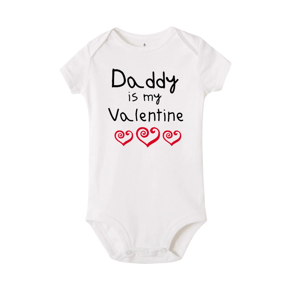 Daddy Is My Valentine/Боди для малышей; футболка для малышей; Детский комбинезон для малышей; белый повседневный комбинезон для маленьких мальчиков и девочек; футболка - Цвет: S332-SRPWH-