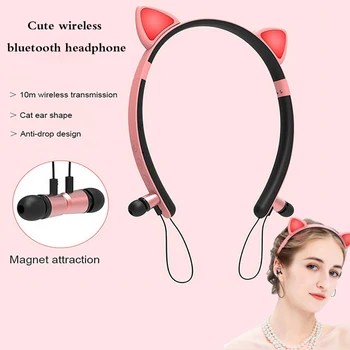 

LED Glowing True Wireless bluetooth Headphones auriculares cartoon girl headband cat ear headset with microphone for all phones