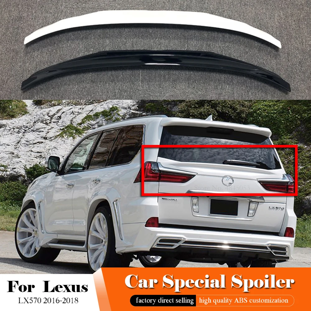 

Fit For Lexus LX570 2016 2017 2018 Rear Middle Black Spoiler White Painted Color Tail Boot Trunk Wing Lip Spoiler Car Styling