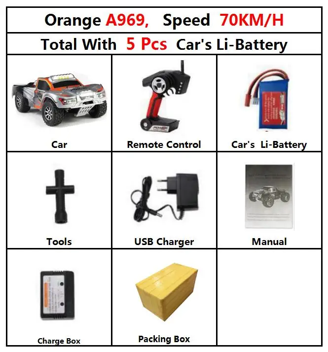BestPrice Wltoys A969 Радиоуправляемый гоночный автомобиль 50 км/ч 70 км/ч RC Drift короткий курс грузовика дистанционного Управление 4-х колесный амортизатор для грузовиков - Цвет: orange 70kmH a969 5b