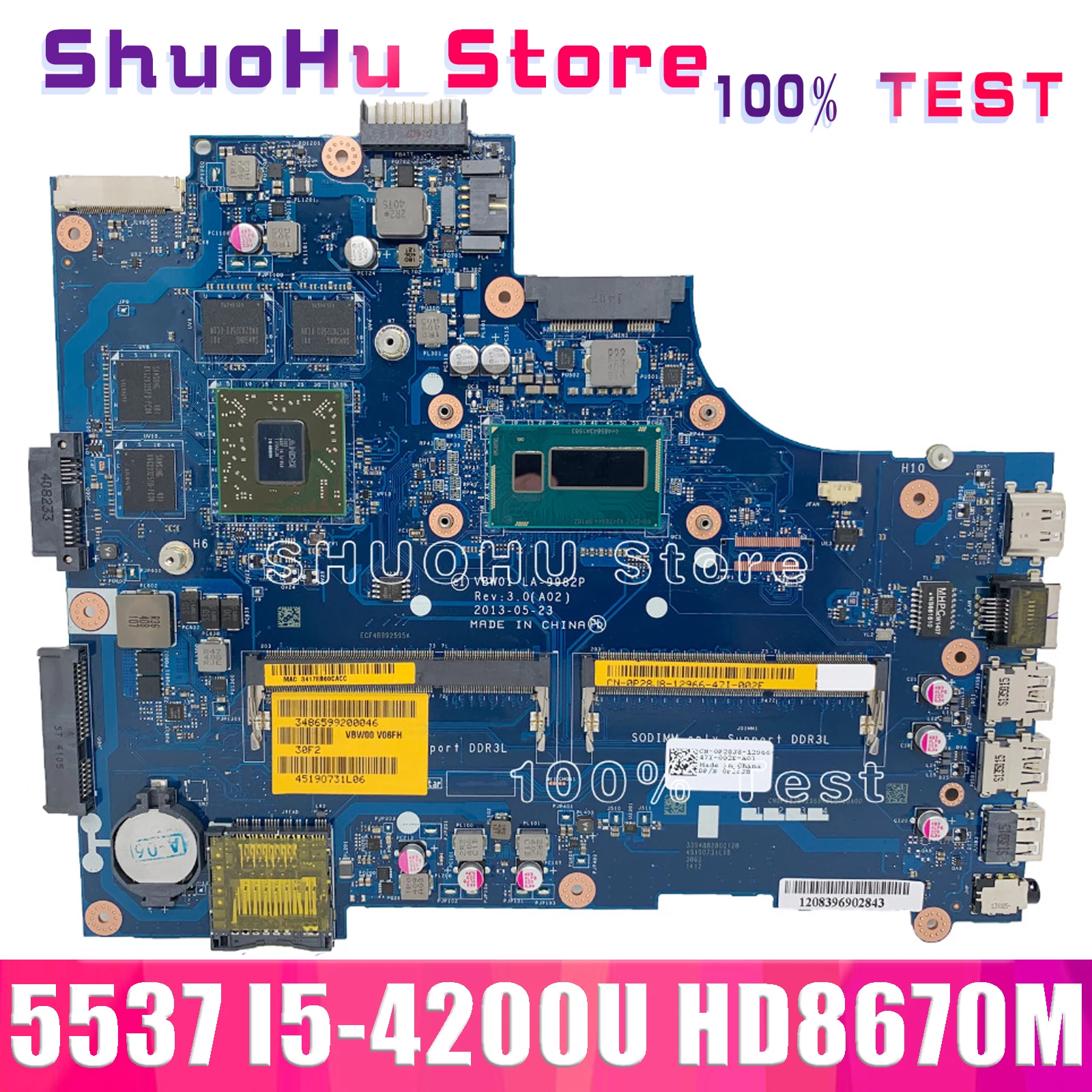 KEFU LA-9982P For Dell Inspiron 15R 5537 3537 Laptop Motherboard I5-4200U DDR3L HD 8850M Test work | Компьютеры и офис