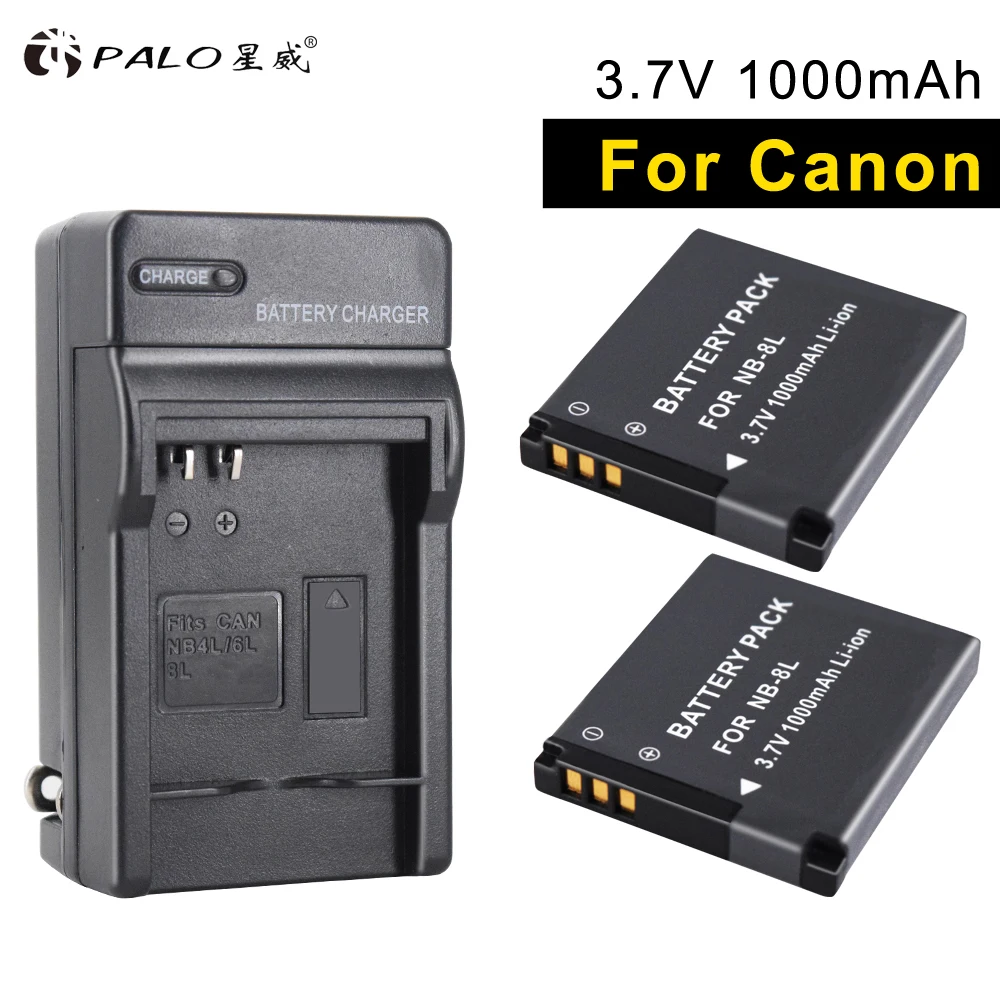 PALO 2 шт. Новый NB 8L в цифровых батареях аккумулятор камеры + зарядное устройство для
