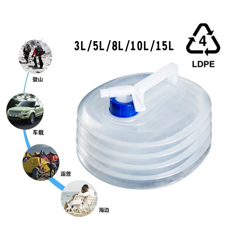 PE 3/5L Открытый складной контейнер для воды Кемпинг Туризм Портативная сумка