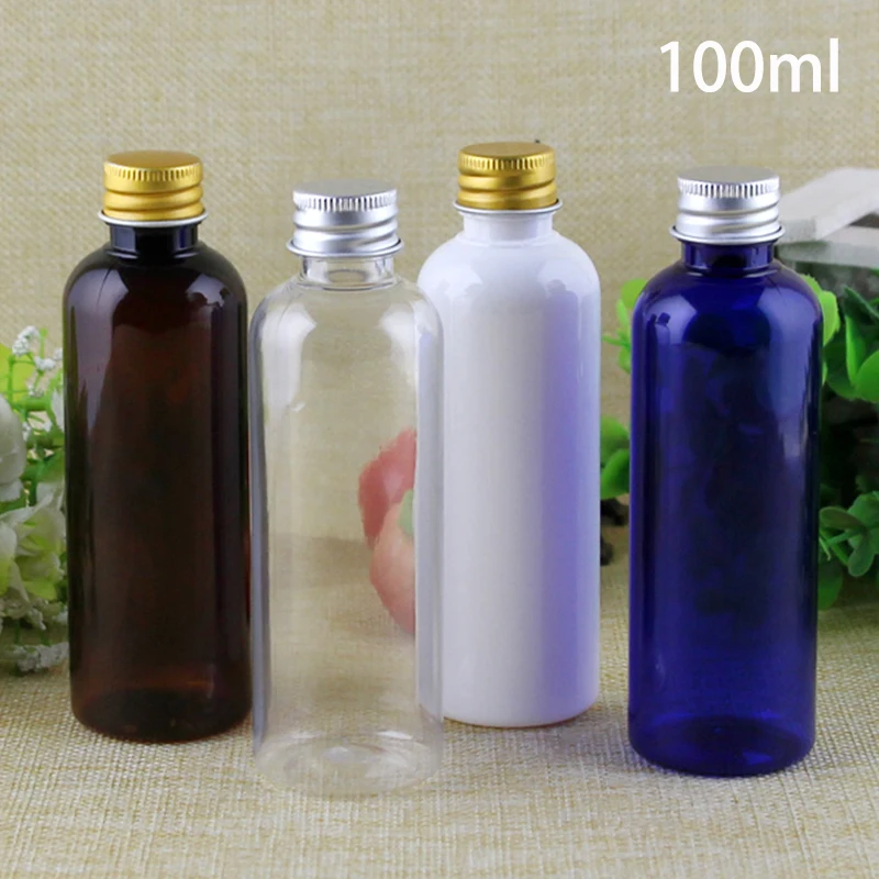 Bouteille d'eau vide en plastique de 100ml, pour cosmétiques, soin de la  peau, crème de maquillage, Lotion, emballage blanc, marron, bleu, livraison