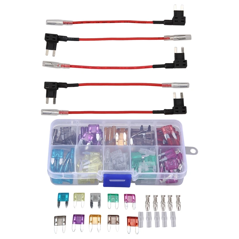 

130PCS 16AWG Car Add-A-Circuit ATM APM Mini Fuse Tap Fuse Tap Fuse Terminal Sheath Set (2A3A5A7.5 A10A15A20A25A30A35A)