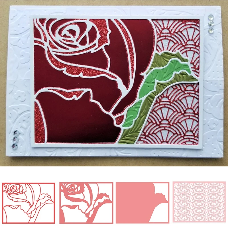 

Charming Rose Pattern Die Cuts For Card Making Rose+Pattern+Frame Metal Cutting Dies Stencils 2020 Embossing Crafts Cards
